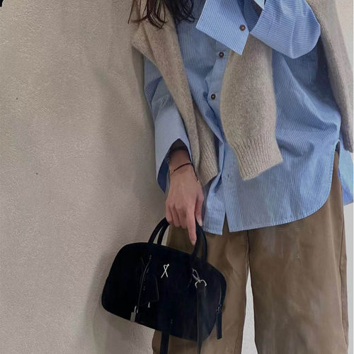 dresscode台湾轻奢小众设计师品牌小红书DAWANG牛皮牛仔包斜挎包