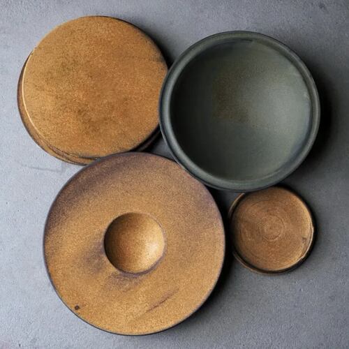 日本手作陶瓷 Kei condo 复古侘寂风餐盘盘子甜点盘创意餐具套装