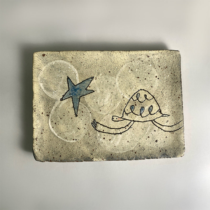 日本作家器 清水书浅 复古陶瓷盘子菜盘沙拉盘牛排盘手绘餐具