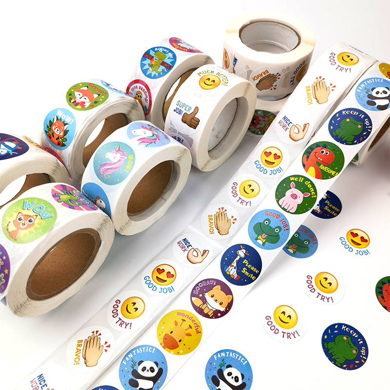 动物英语奖励贴纸儿童可爱卡通不干胶鼓励标签美国教师国际学校
