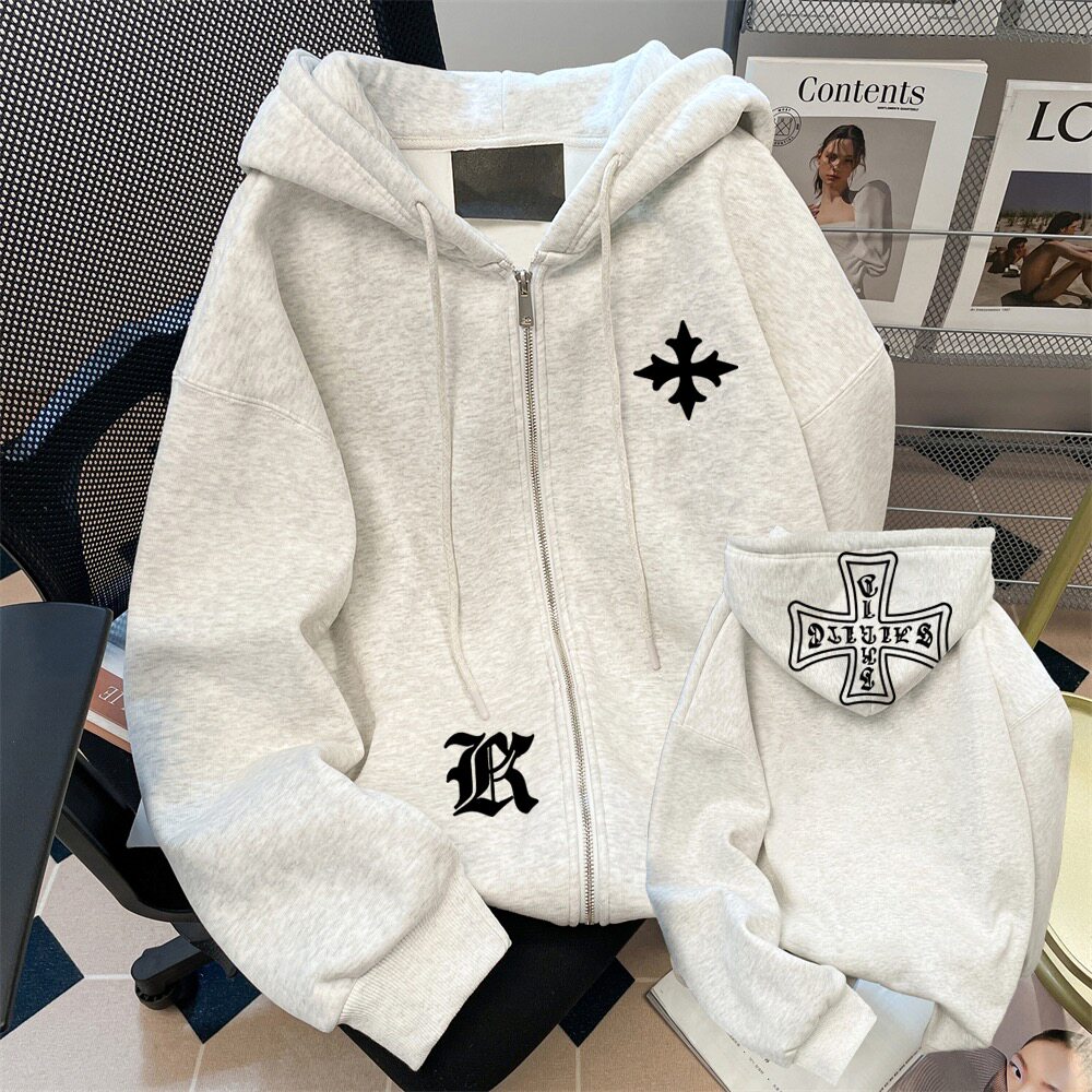 新款高街潮牌上衣设计感字母卫衣男女早秋慵懒风宽松百搭情侣外套