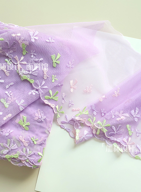 15码品质紫色蝴蝶结网纱刺绣蕾丝花边辅料 洋装手作娃衣缝纫蕾丝