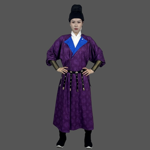 秋冬款 荔枝官服装 长安 唐制圆领袍女国风汉服双面穿印花紫色襕衫
