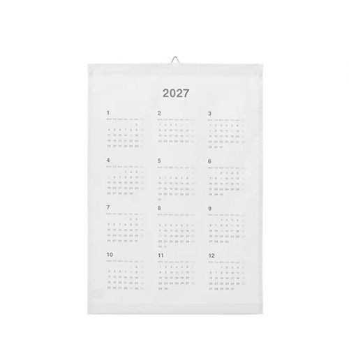 无印良品2027年棉挂历 白色年挂历 可挂墙日历 单张挂历