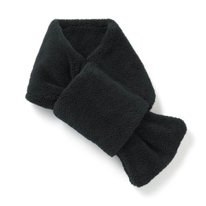 无印良品抓绒围巾 聚酯纤维黑色围脖 冬季保暖厚款便携围巾