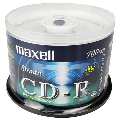 麦克赛尔maxell 原装正品 48速 cd-r 700MB 空白光盘 cd刻录盘 50片桶装 光碟