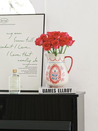 丹麦Bloomingville壶花卉花瓶凉水壶醒花桶手绘花瓶花器家居软装