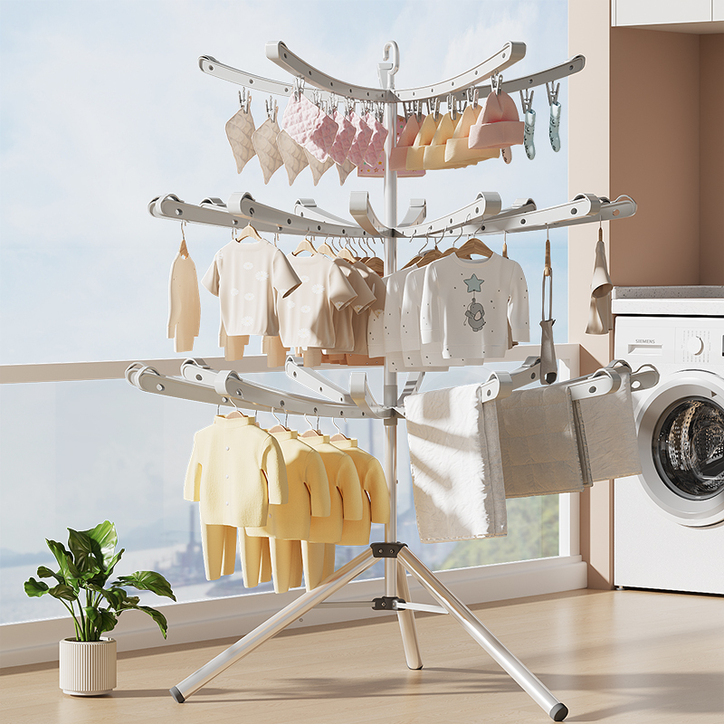 宝宝晾衣架可折叠落地衣架多功能家用阳台晒婴儿尿布室内晾衣神器