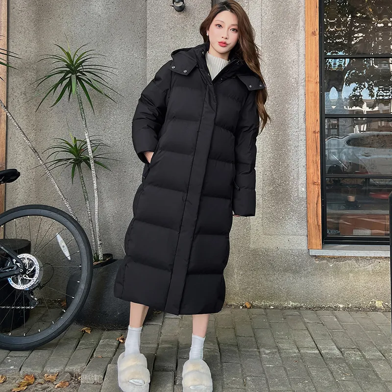 2024羽绒服女新款冬季中长宽松加厚过膝情侣简约百搭九江保暖外套