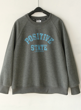 2026春款潮流字母印花上衣女士圆领长袖显瘦宽松百搭韩版大码卫衣