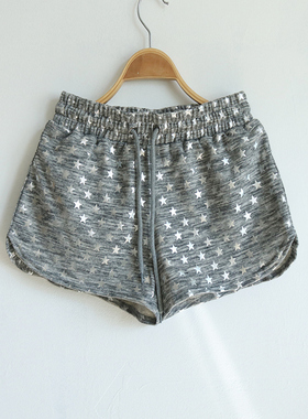 25新款欧美风夏季松紧腰毛圈棉小星星三分卫裤休闲短裤热裤