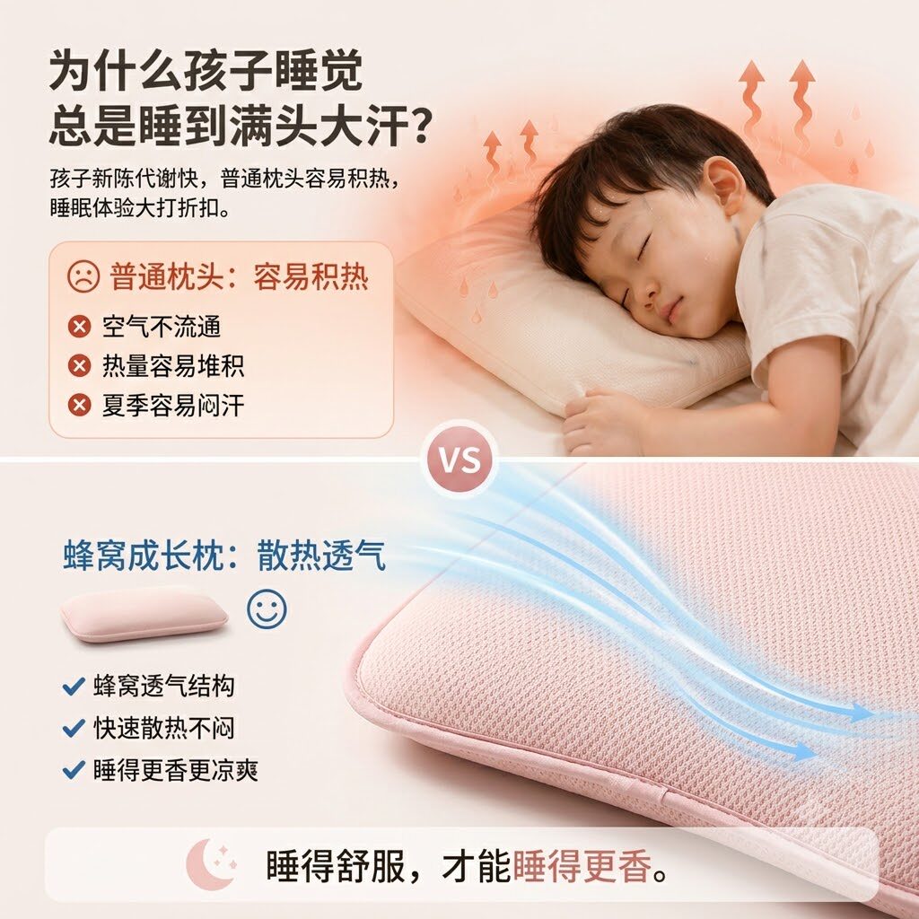 颈小顶儿童成长3D透气枕