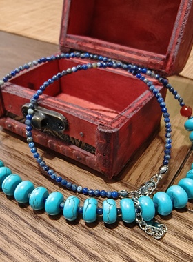 天然蓝松石项链女款2024新款爆款轻奢小众高级感锁骨链颈链青金石