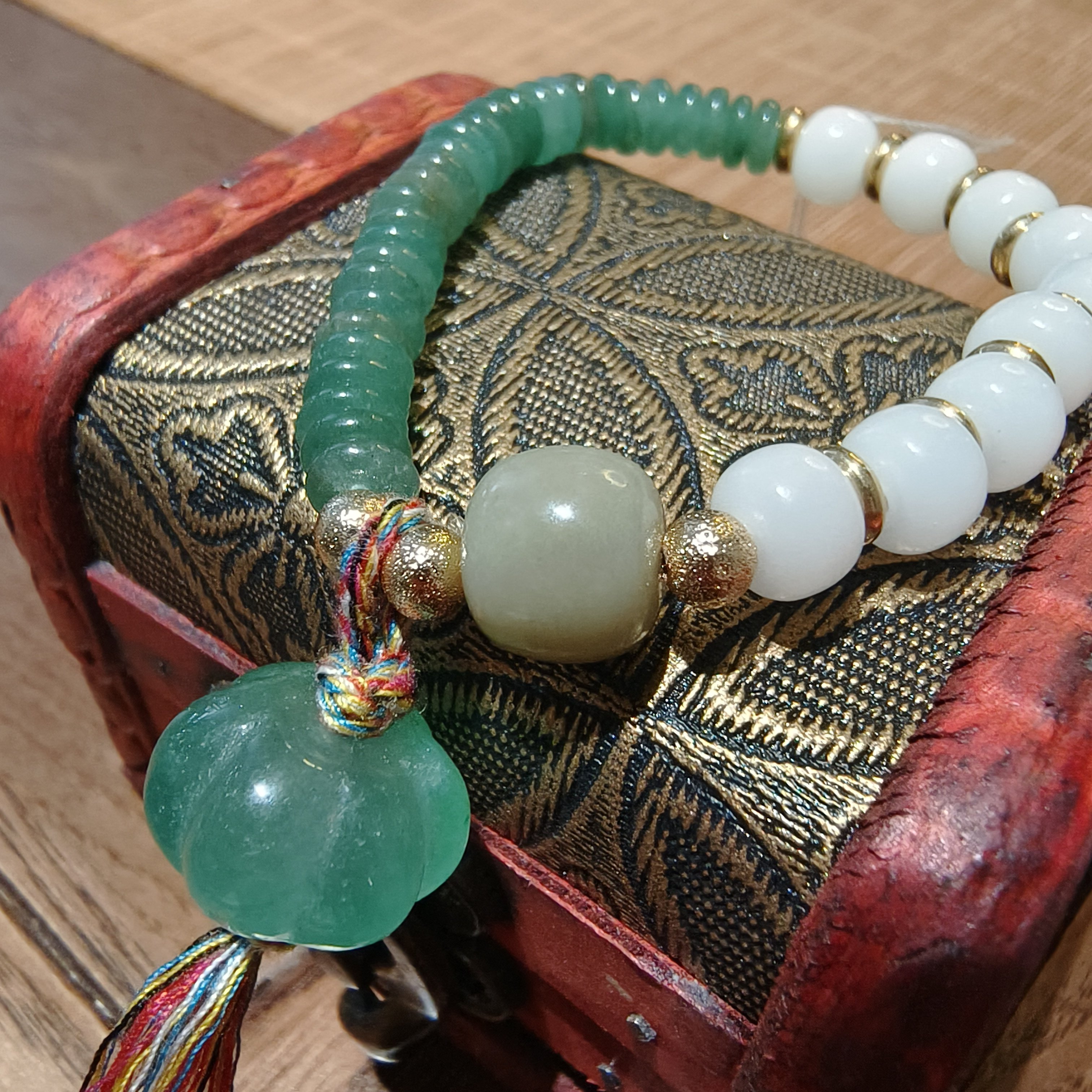 绿野仙踪白玉菩提单圈原创文艺复古禅修手串绿松石手链