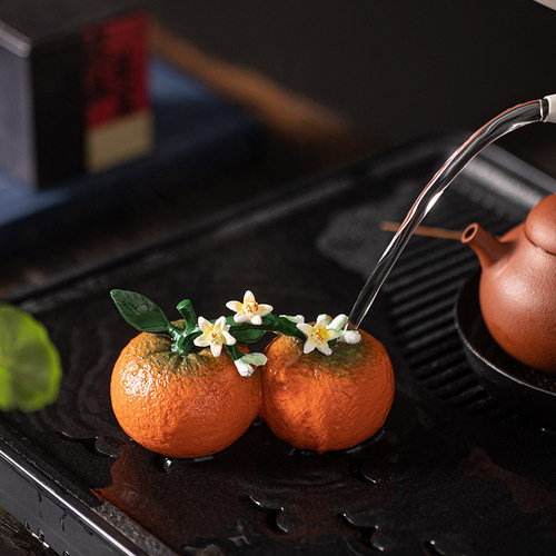 变色橘子花开茶宠摆件精品可养茶玩茶桌大吉大利桔子装饰茶台配件 - 封面