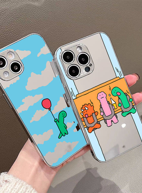 白敬亭同款JOGUMAN恐龙适用苹果16promax手机壳iqoo12女神补妆镜小米15创意高级感reno13华为p70全包电镀镜面