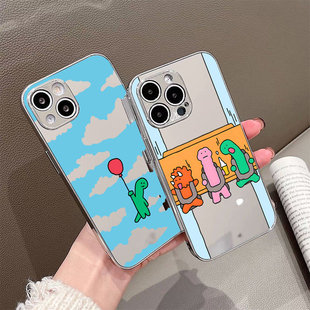 白敬亭同款JOGUMAN恐龙适用苹果16promax手机壳iqoo12女神补妆镜小米15创意高级感reno13华为p70全包电镀镜面