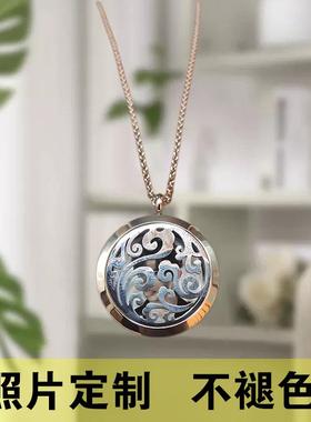 欧美流行不锈钢镂空祥云图项链