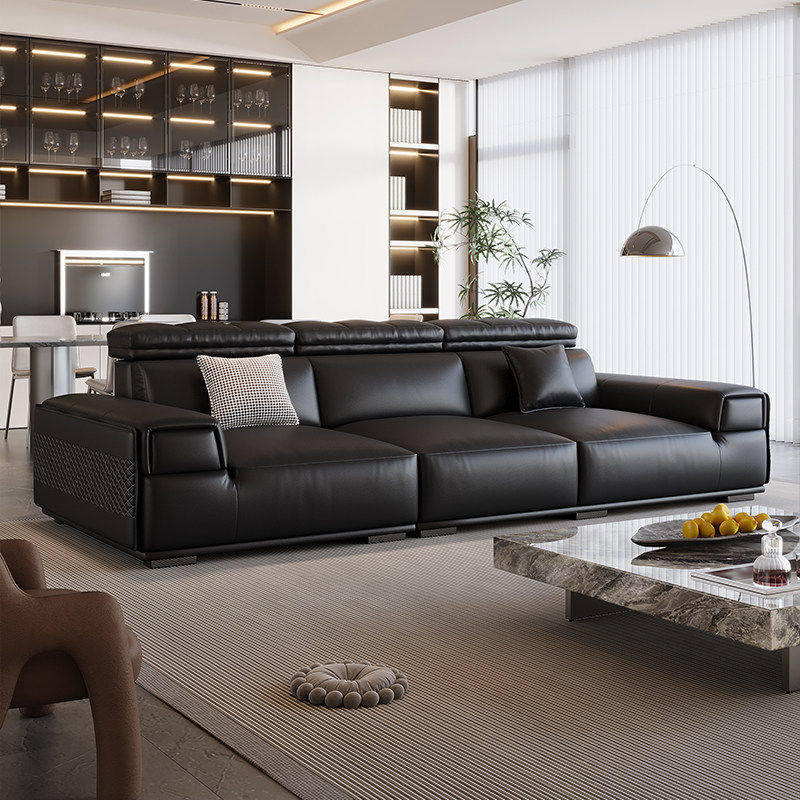意式极简头层真皮沙发客厅直排高端2025年新款可调节皮艺沙发组合