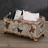 欧式 多功能纸巾盒客厅茶几家用抽纸盒创意美式 复古遥控器收纳盒