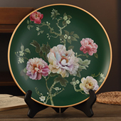 客厅酒柜国风玄关装 饰盘子摆件摆盘看盘新中式 饰品 复古陶瓷装 美式