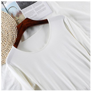 纯色百搭圆领长袖 打底衫 修身 新款 上衣 女莫代尔t恤紧身2020秋装