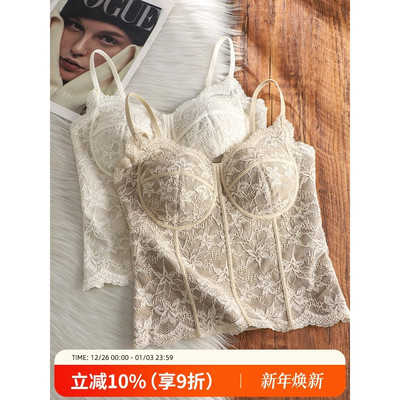 法式蕾丝吊带背心女2025新款爆款带胸垫修身内搭外穿打底上衣女