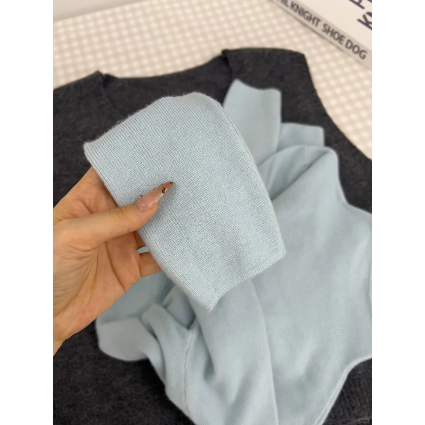 软fufu奶蓝色小立领加绒针织衫女秋冬修身毛衣打底上衣半高领内搭