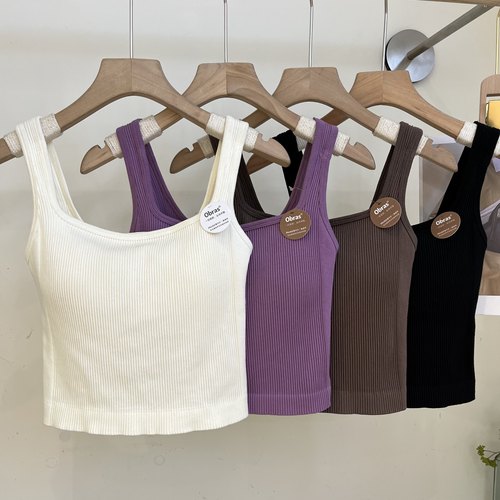 夏季新款方领打底吊带2024春夏防走光螺纹棉固定胸垫显瘦背心