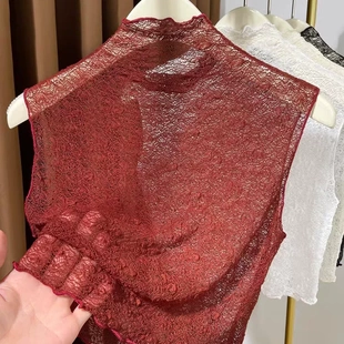木耳边立领假领子高级感蕾丝卫衣打底内搭神器冬天高领镂空打底衫
