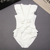 泳衣女2025新款 高级感网红性感白色遮肚显瘦度假温泉三角连体泳装