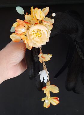 黄色花朵流苏发夹豆蔻蔡文姬如约