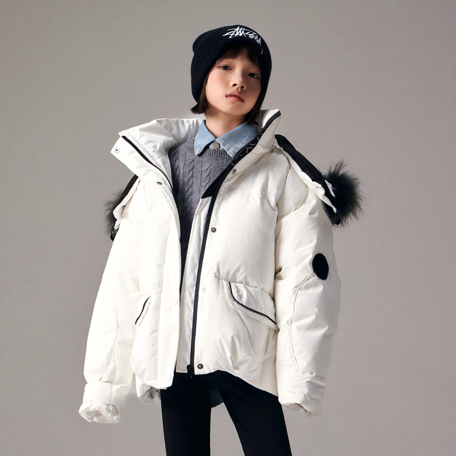 儿童羽绒服女童冬季加厚可拆帽子