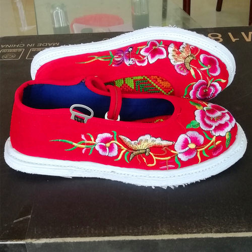 贵州布鞋纯手工千层底一字扣带