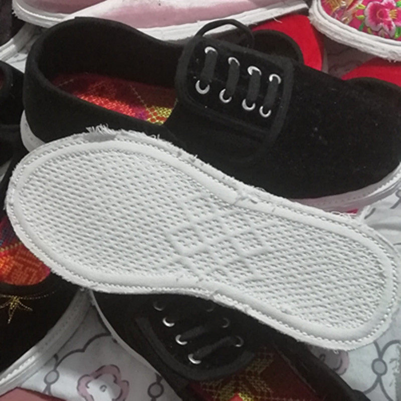 老北京布鞋正品云南纯手工千层底透气鱼眼金丝绒松紧黑色贵州爸爸