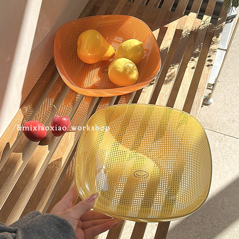 韩式ins创意彩色干果盘零食盘子方格手工盘酸奶碗甜品家用水果盘