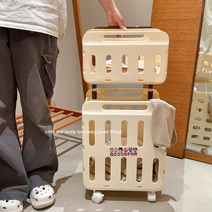 脏衣篓可分类家用洗衣篮分区折叠推车带轮双层卫生间脏衣服收纳筐