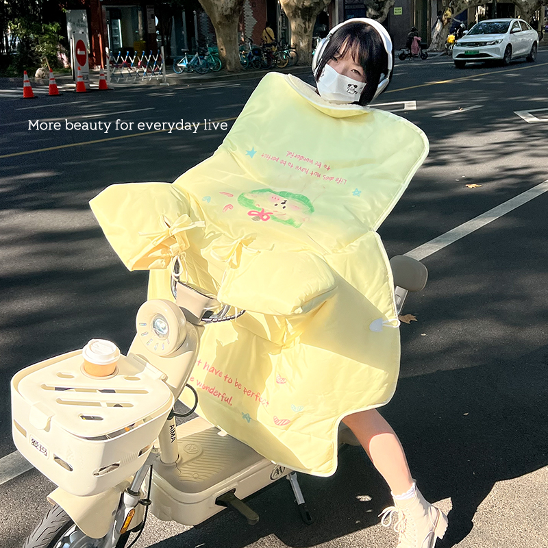 可爱小狗电动车挡风被冬季