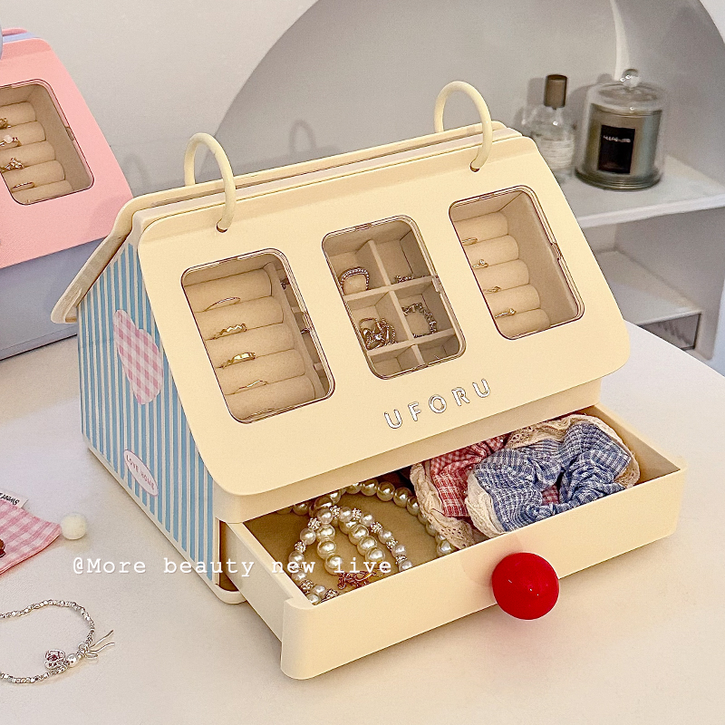 首饰收纳盒高档精致便携新婚礼物耳钉项链黄金发夹发饰手饰品神器