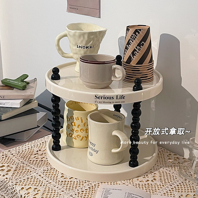 奶油风桌面杯子收纳置物架