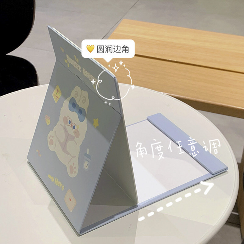 귀여운 INS 스타일 접이식 작은 거울 화장 거울 여성용 휴대용 학생 기숙사 데스크탑 테이블 탑 차려 입기