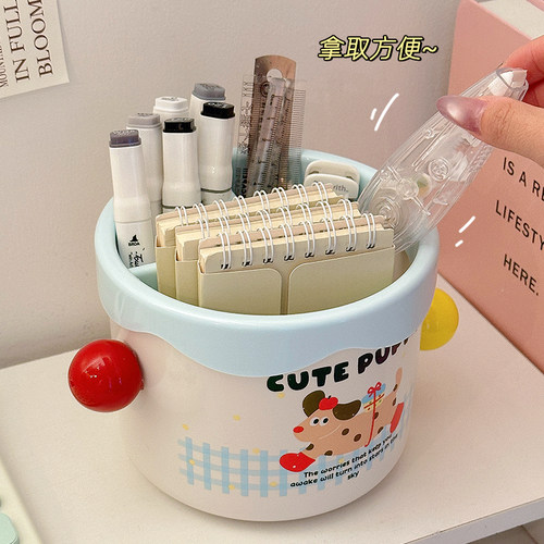 笔筒桌面收纳盒分格口红化妆刷筒小杂物办公桌工位置物架文具整理