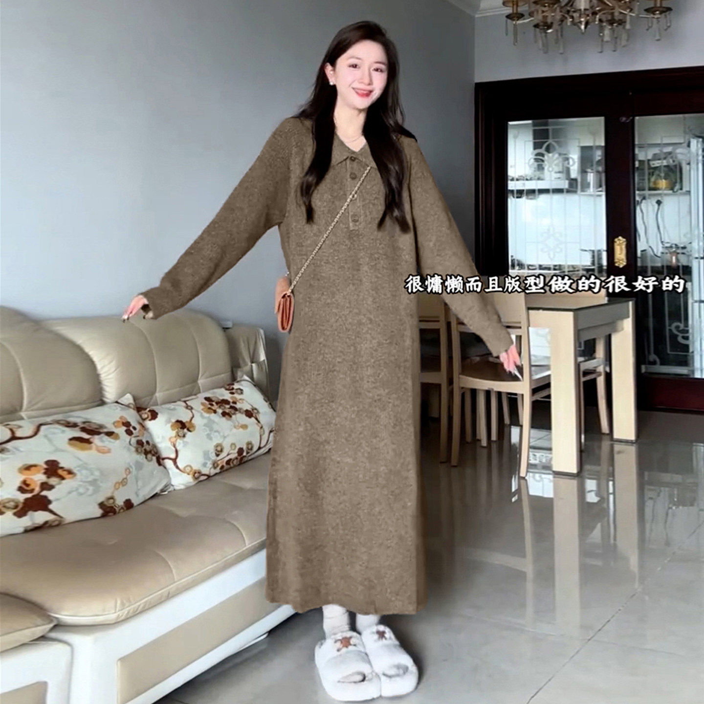 韩系慵懒风针织毛衣连衣