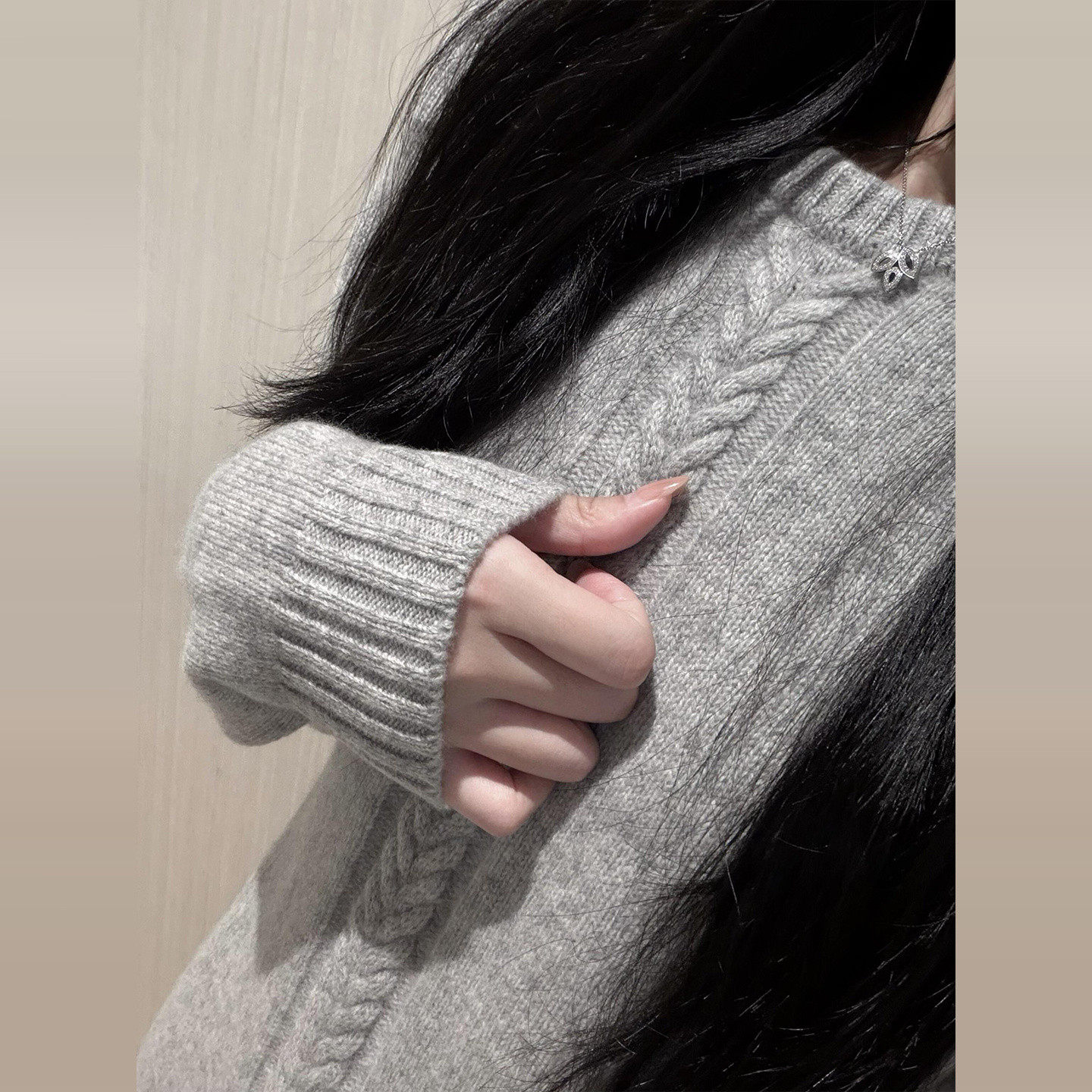 灰色针织毛衣连衣裙子女