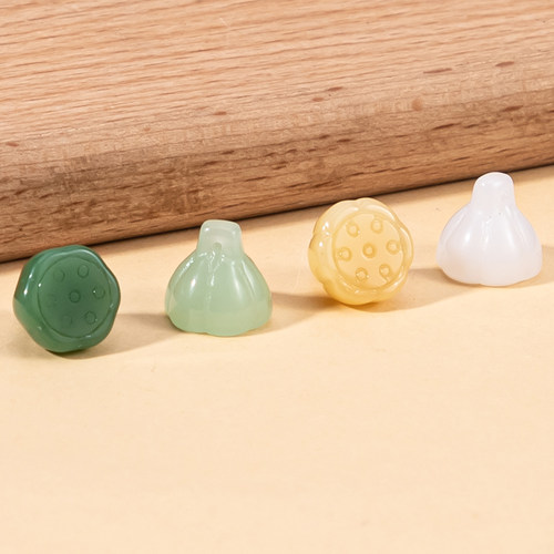 TTT中式旗袍仿玉石莲蓬扣子