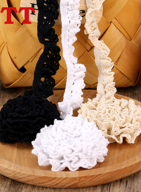 弹力松紧带棉蕾丝花边辅料装饰衣服布料领子木耳服装蕾丝边黑色