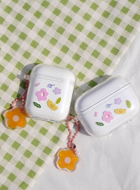 低价清仓 / AirPods Pro 1/2代透明小花保护套 苹果无线小清新少女低价清仓 /代蓝牙耳机