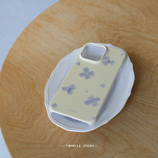 TWINKLE 蓝瓷花温柔浪漫复古iPhone手机壳少女小清新保护套ins高级超薄16 奶油碎花
