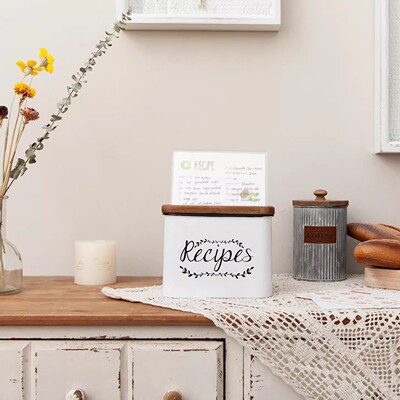 复古木质 Recipe 标签收纳盒厨房调料盒桌面收纳摆件家居装饰品