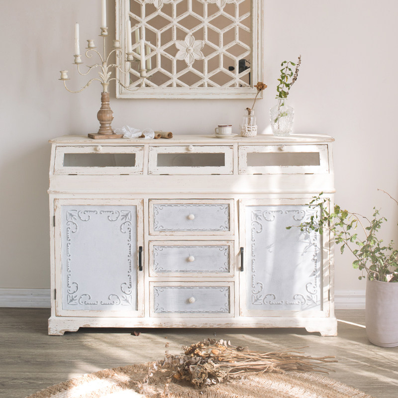 法式复古白色雕花储物柜客厅卧室抽屉收纳柜大容量落地边柜装饰柜,家居饰品,落地摆件,淘宝优惠券,粉丝福利购,淘宝优惠卷